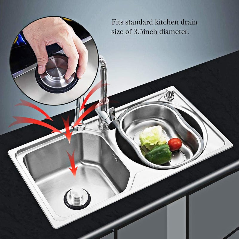 CORNERJOY 2 PCS Stainless Steel Kitchen Sink Stopper, Large Wide Rim 3.38" Diameter - Garbage Disposal Plug - Image 4